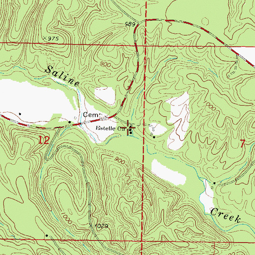 Topographic Map of Estelle Church, OK