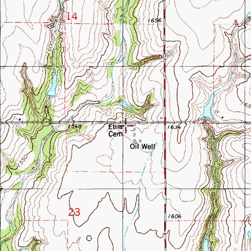 Topographic Map of Etna Cemetery, OK