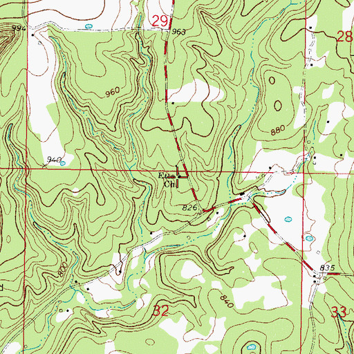 Topographic Map of Etta Church, OK