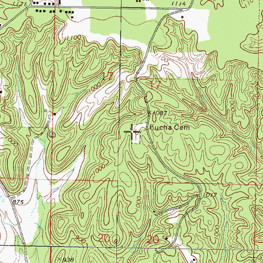 Topographic Map of Eucha Cemetery, OK
