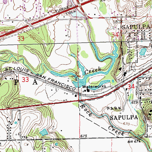 Topographic Map of Euchee Creek, OK
