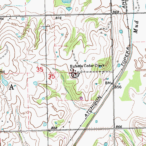 Topographic Map of Eufaula Cedar Creek Church, OK