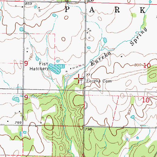 Topographic Map of Eureka Cemetery, OK