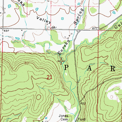 Topographic Map of Eureka Spring Branch, OK