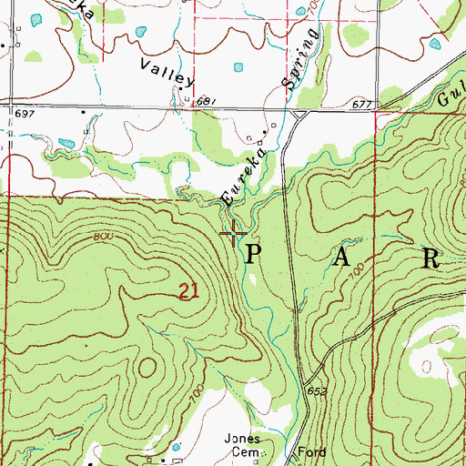 Topographic Map of Eureka Valley, OK