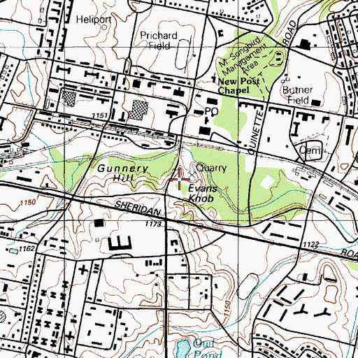 Topographic Map of Evans Knob, OK