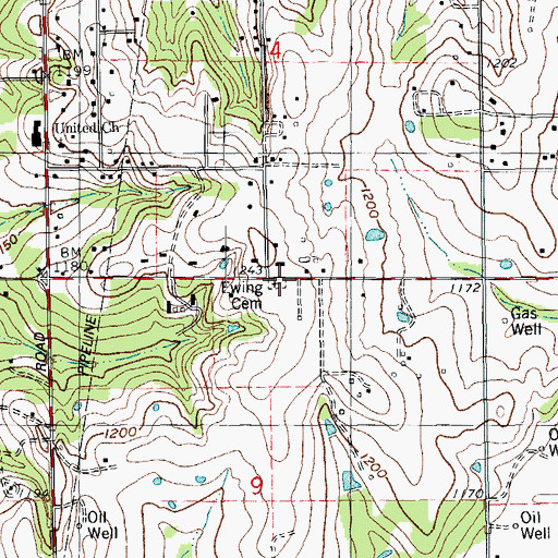 Topographic Map of Wright's Cemetery, OK