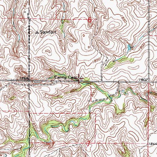 Topographic Map of Ewing Cemetery, OK