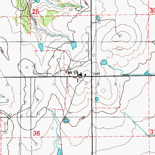 Topographic Map of Fair Church, OK