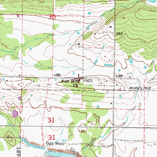 Topographic Map of Fair Hill Church, OK