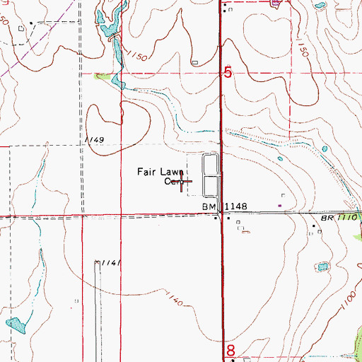 Topographic Map of Fair Lawn Cemetery, OK