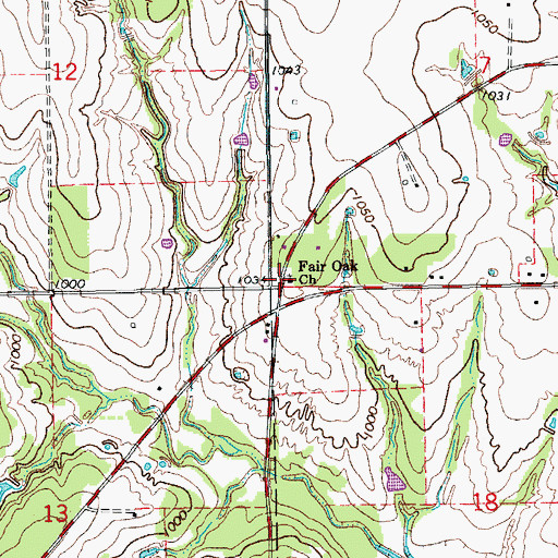 Topographic Map of Fair Oak Church, OK