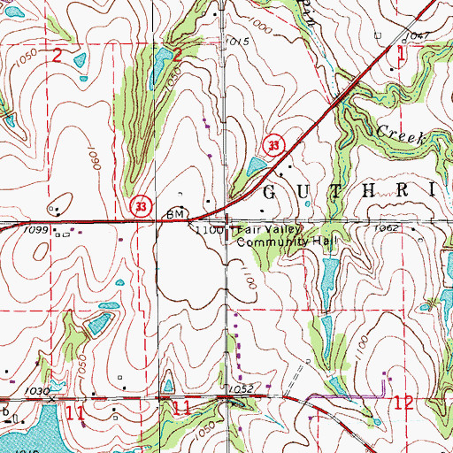Topographic Map of Fair Valley Community Hall, OK