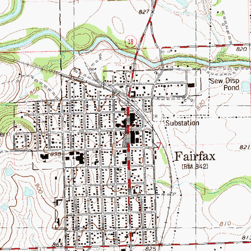 Topographic Map of Fairfax, OK