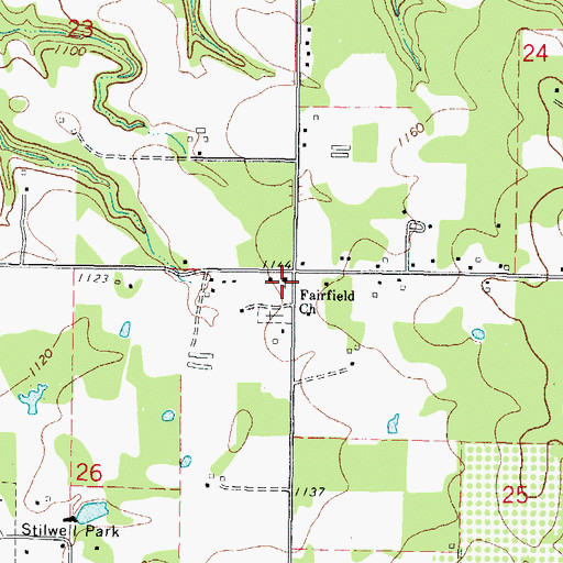 Topographic Map of Fairfield Church, OK