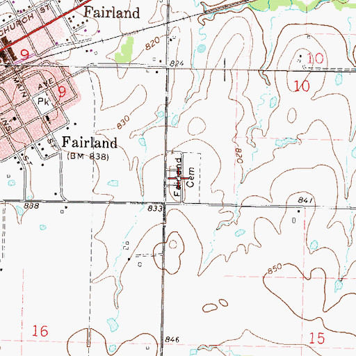 Topographic Map of Fairland Cemetery, OK