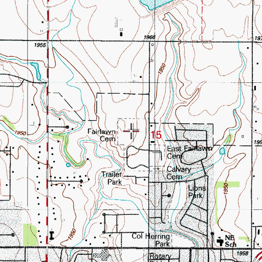Topographic Map of Fairlawn Cemetery, OK