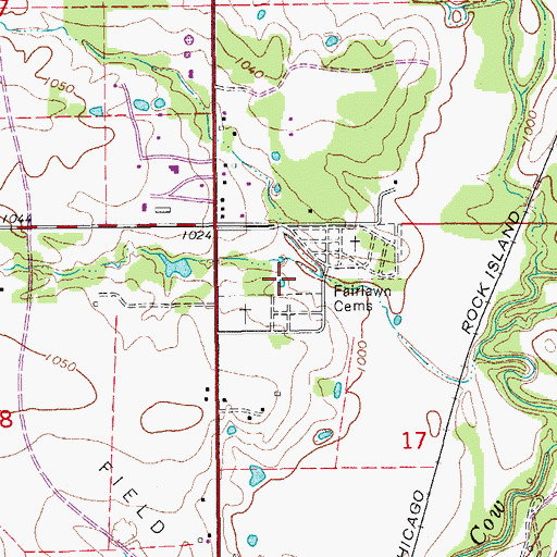 Topographic Map of Fairlawn Cemeteries, OK