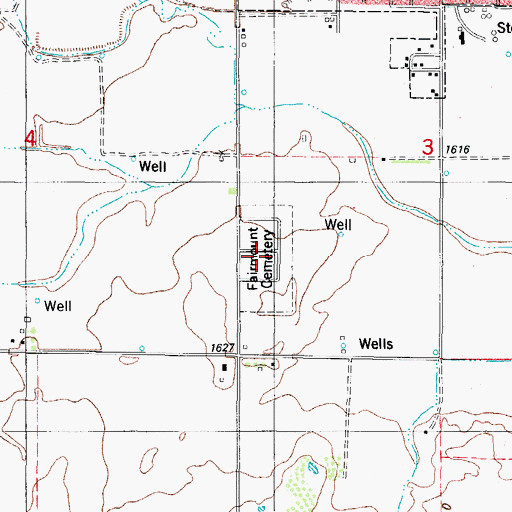 Topographic Map of Fairmount Cemetery, OK