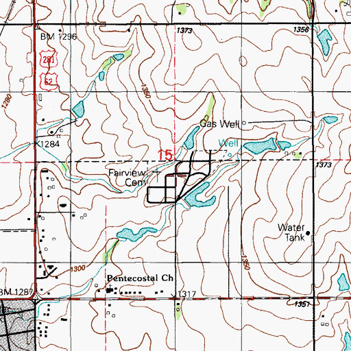 Topographic Map of Fairview Cemetery, OK