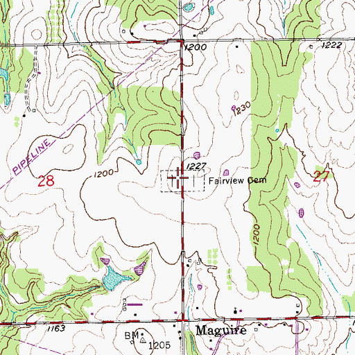 Topographic Map of Fairview Cemetery, OK