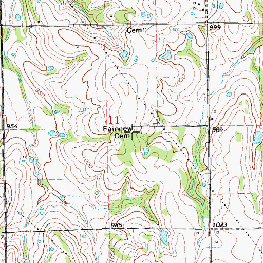 Topographic Map of Fairview Cemetery, OK