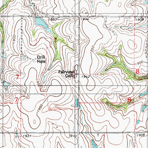 Topographic Map of Fairview Cemetery, OK