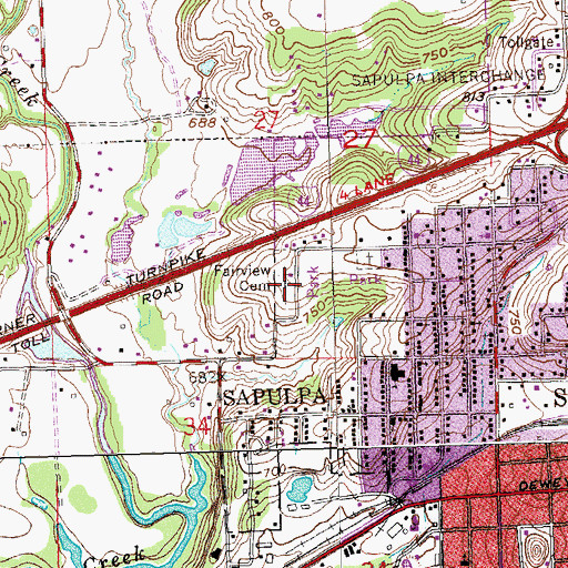 Topographic Map of Fairview Cemetery, OK