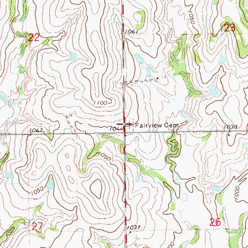 Topographic Map of Fairview Cemetery, OK