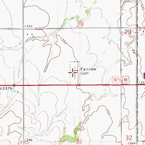 Topographic Map of Fairview Cemetery, OK