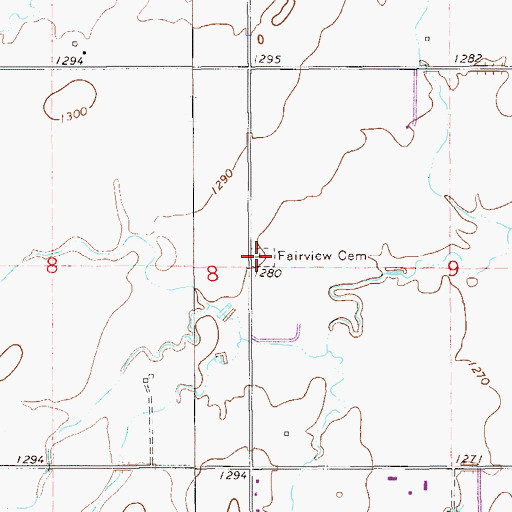Topographic Map of Fairview Cemetery, OK