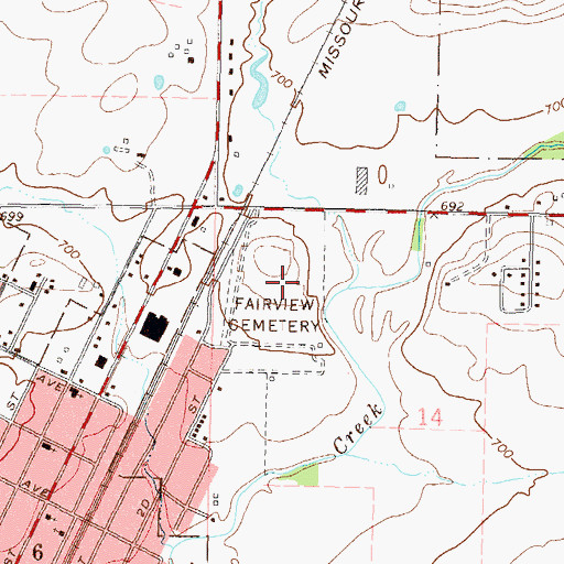 Topographic Map of Fairview Cemetery, OK