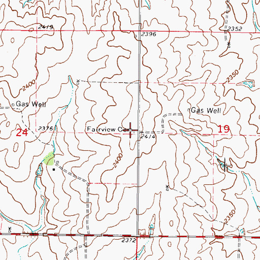Topographic Map of Fairview Cemetery, OK