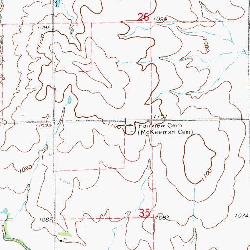 Topographic Map of Fairview Cemetery, OK