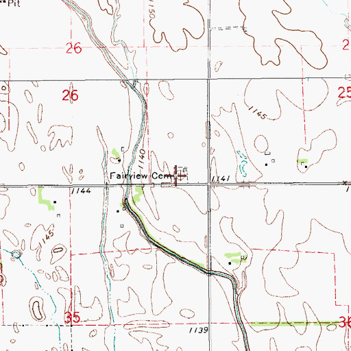 Topographic Map of Fairview Cemetery, OK