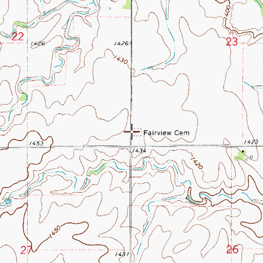Topographic Map of Fairview Cemetery, OK