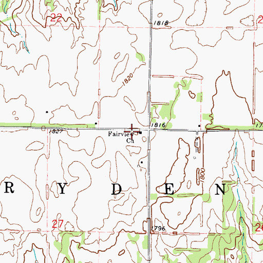 Topographic Map of Fairview Church, OK