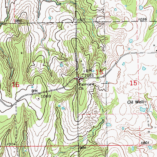 Topographic Map of Fairview Church, OK