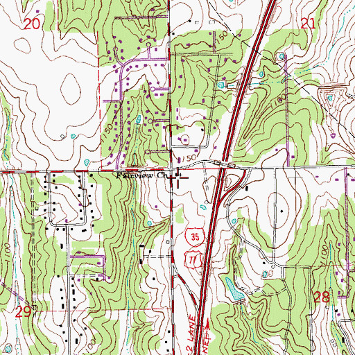 Topographic Map of Fairview Church, OK