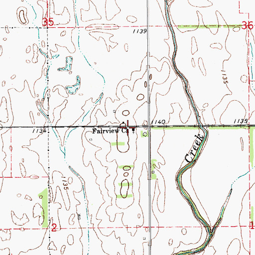 Topographic Map of Fairview Church, OK