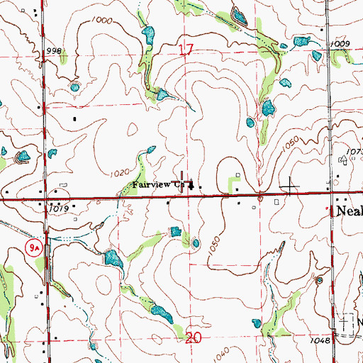 Topographic Map of Fairview Church, OK