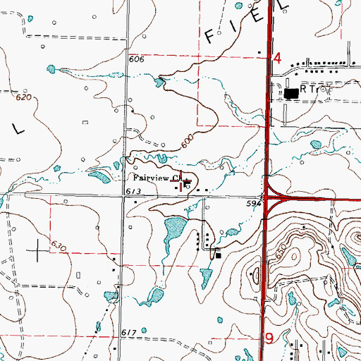Topographic Map of Fairview Church, OK