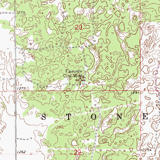 Topographic Map of Fairview City Wells, OK