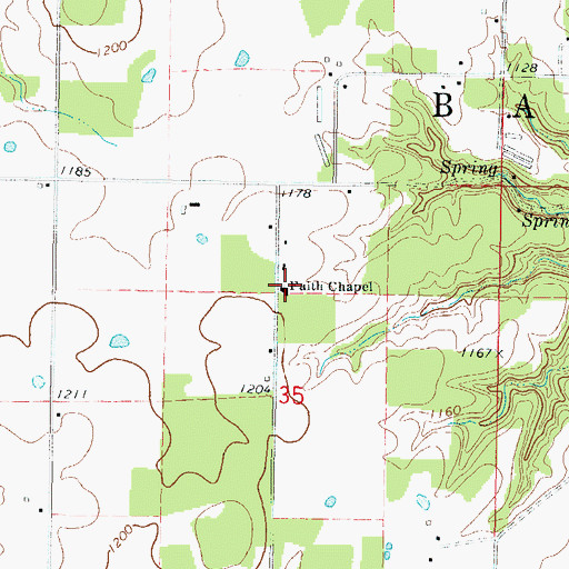 Topographic Map of Faith Chapel, OK