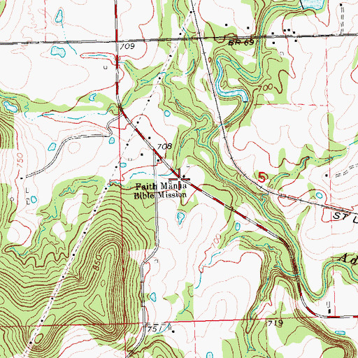 Topographic Map of Faith Manna Bible Mission, OK