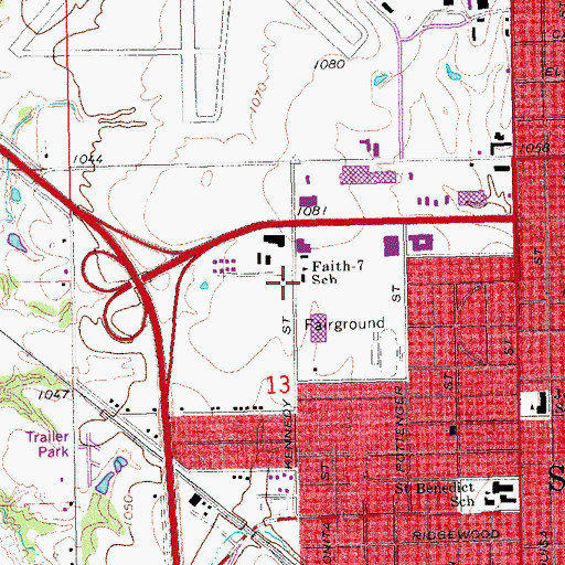 Topographic Map of Faith-7 School, OK