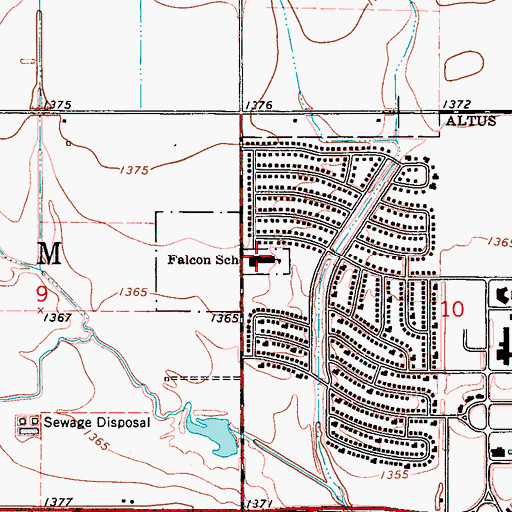 Topographic Map of Falcon School, OK
