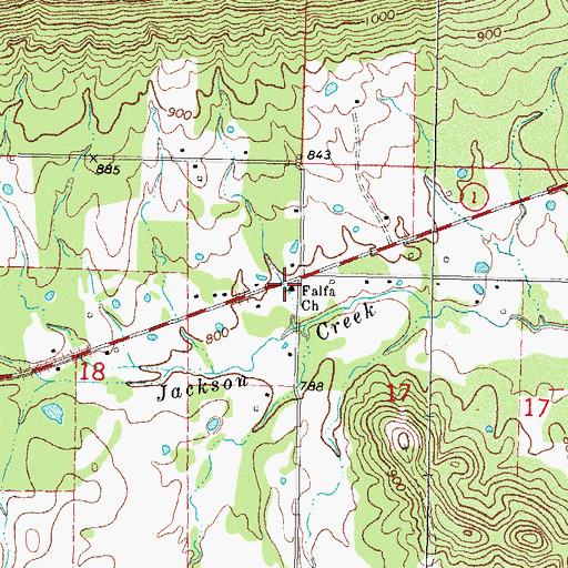 Topographic Map of Falfa Church, OK