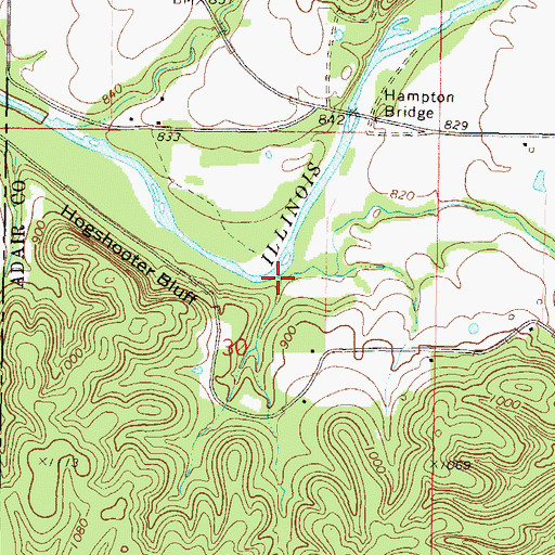 Topographic Map of Fall Branch, OK