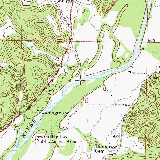 Topographic Map of Falls Branch, OK